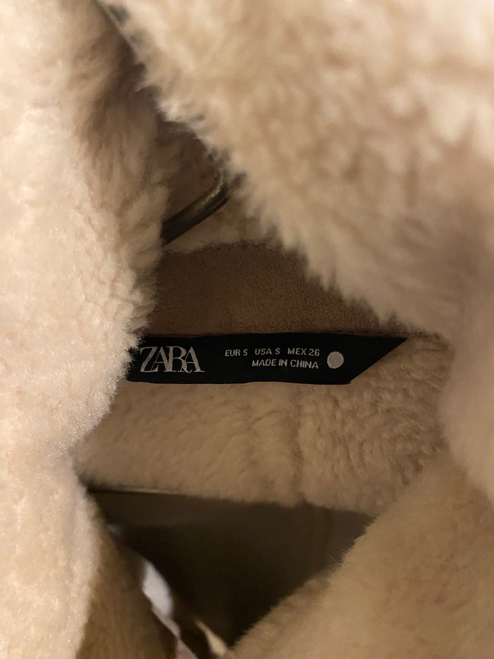 Zara Kürklü Bej Süet Kadın Ceket - Görsel 2