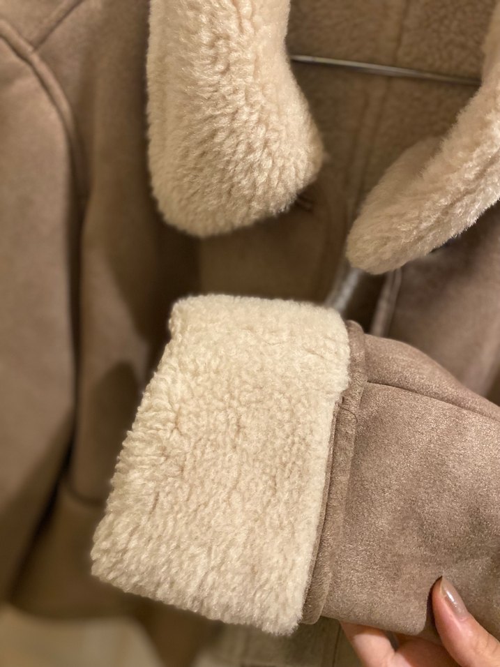 Zara Kürklü Bej Süet Kadın Ceket - Görsel 3