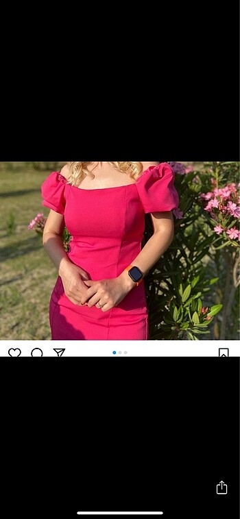 36 Beden Pembe midi boy elbise