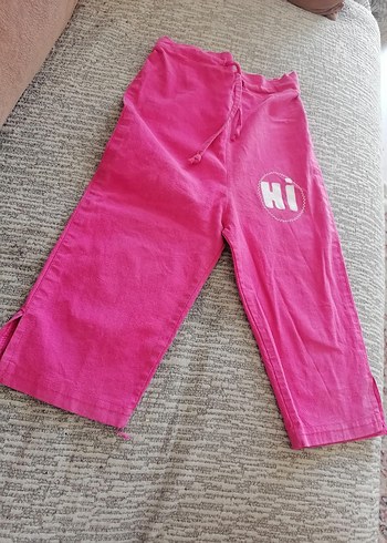 Pembe Kız Çocuk Salaş Keten Pantolon