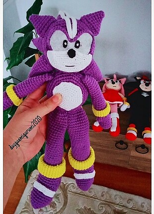 Sonic çizgi karakter hediyelik organik oyuncak mor Sonic
