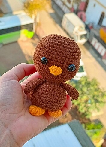 Beden Amigurumi minik kahverengi kuş oyuncak civciv