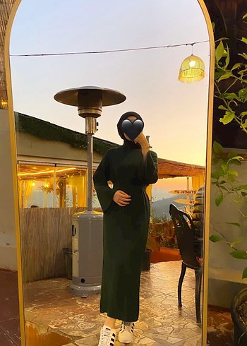Yeşil Uzun Kollu Triko Kadın Elbise