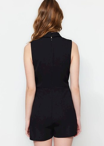 Kemerli Kruvaze Yaka Mini Tulum - Görsel 5