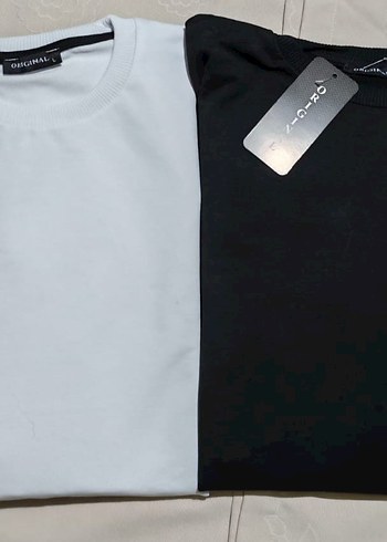 Diğer Unisex Uzun Kol Sweatshirt 2'li paket Siyah-Beyaz