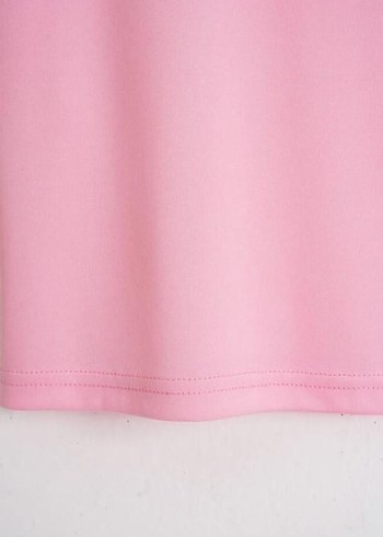 Diğer Unisex Pembe Kısa Kollu Basic Tişört