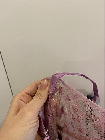 Lila-pembe işlemeli transparan uzun abiye elbise - Görsel 6