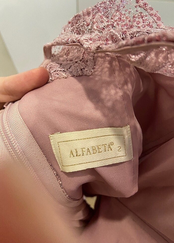 Pembe kayık yaka simli - Görsel 5