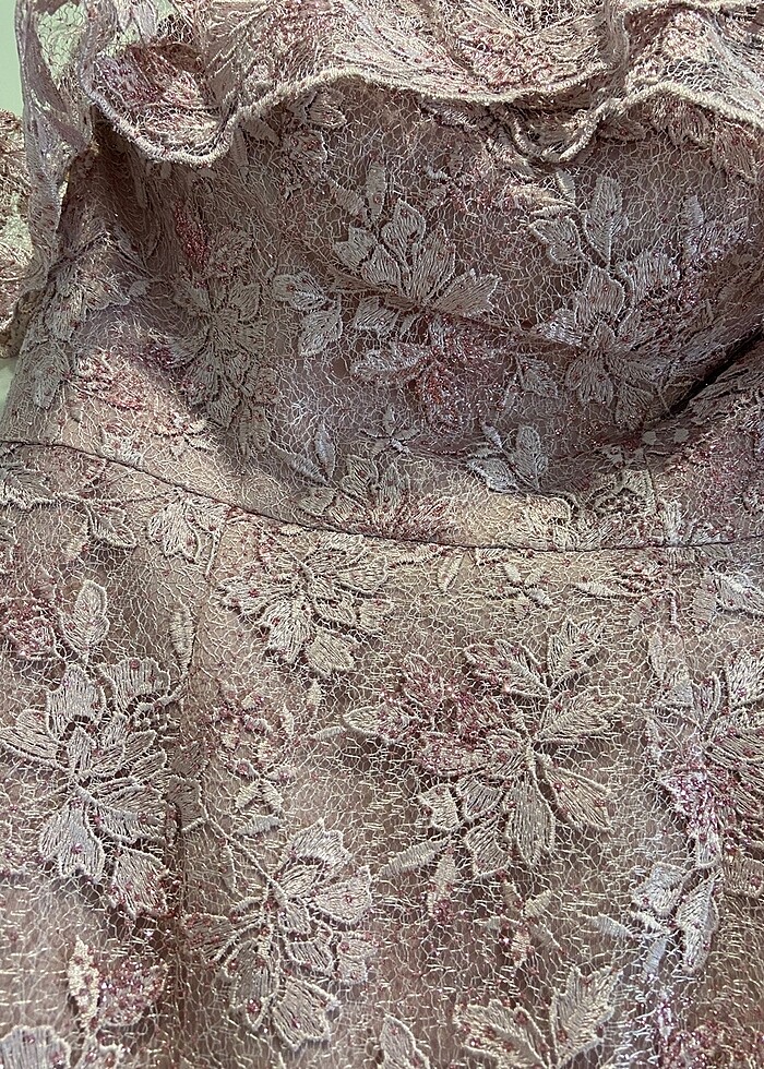 Pembe kayık yaka simli - Görsel 4