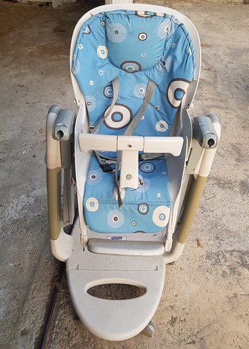 Mavi Desenli Gri Bebek Mama Sandalyesi