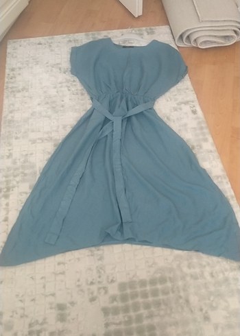 Mavi viskon Uzun Salaş Elbise - Görsel 2