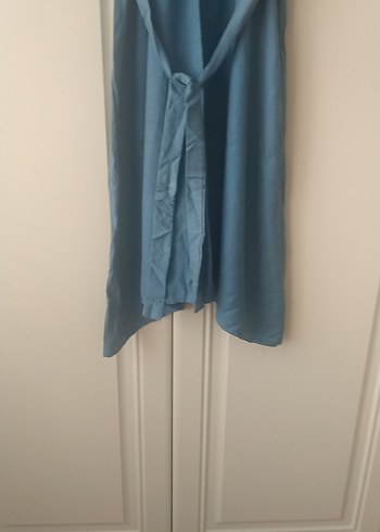 Mavi viskon Uzun Salaş Elbise - Görsel 5