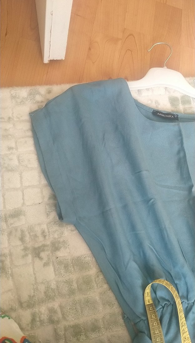 Mavi viskon Uzun Salaş Elbise - Görsel 4