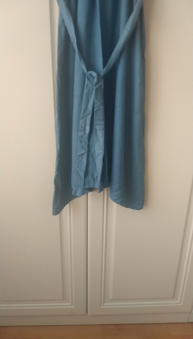 Mavi viskon Uzun Salaş Elbise - Görsel 5