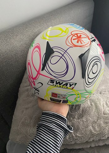 Renkli Baskılı SWAY Seramik Motosiklet Kaskı - Görsel 4