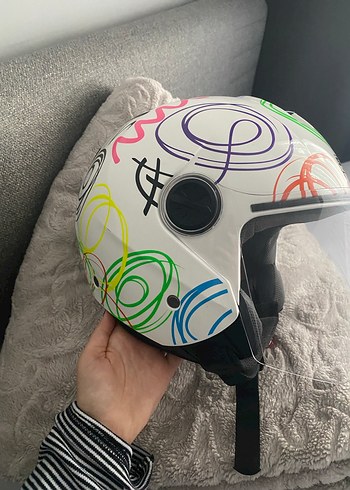 Renkli Baskılı SWAY Seramik Motosiklet Kaskı - Görsel 3