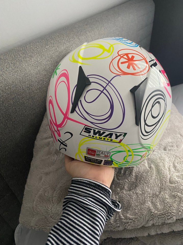 Renkli Baskılı SWAY Seramik Motosiklet Kaskı - Görsel 4