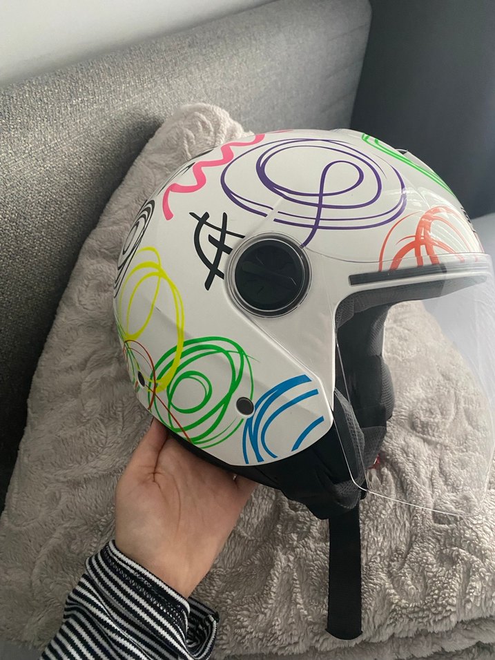 Renkli Baskılı SWAY Seramik Motosiklet Kaskı - Görsel 3
