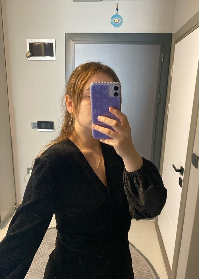 Siyah kadife elbise - Görsel 3