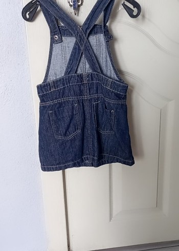 Kızlar için Koyu Lacivert Denim Askılı Elbise - Görsel 2