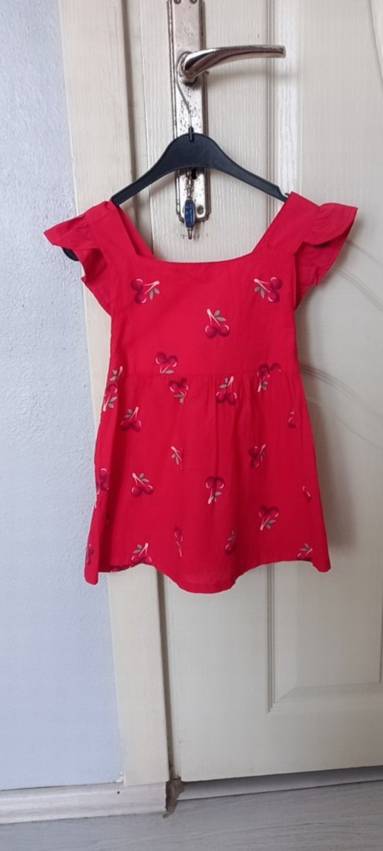 Kırmızı Kız Çocuk Omuzdan Askılı Elbise - Görsel 2