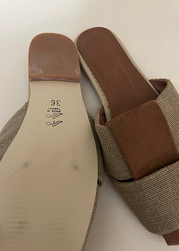 Bej Kadın Keten Dolgu Topuk Terlik - Görsel 3