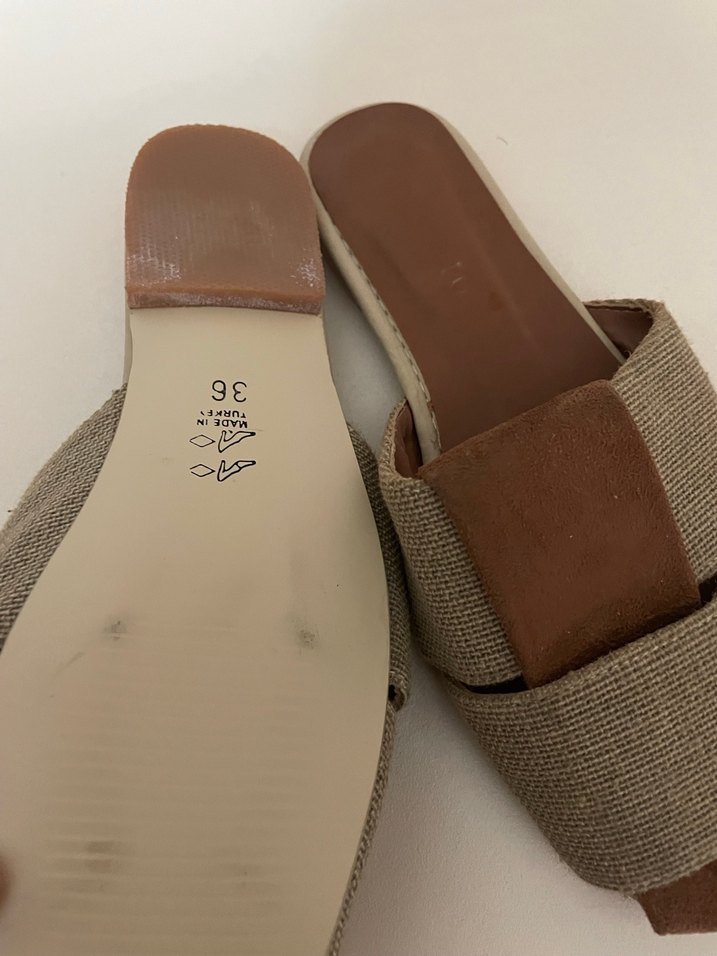 Bej Kadın Keten Dolgu Topuk Terlik - Görsel 3