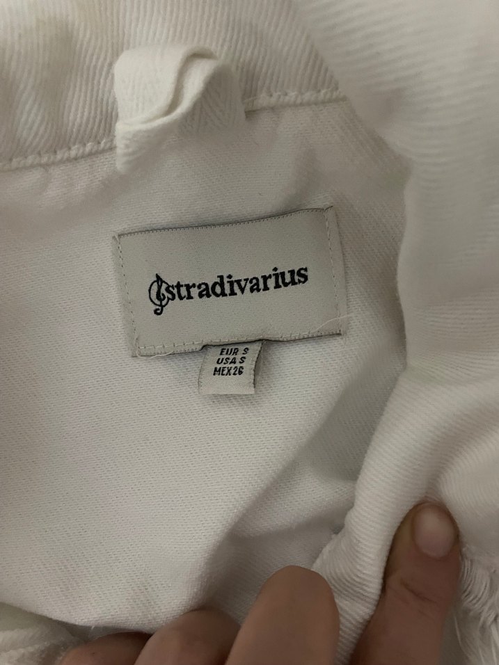 Düğmeli Beyaz Kadın Denim Ceket - Görsel 3