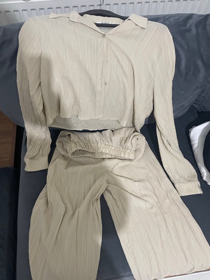 Bej Kadın Pilili Keten Tulum - Görsel 3