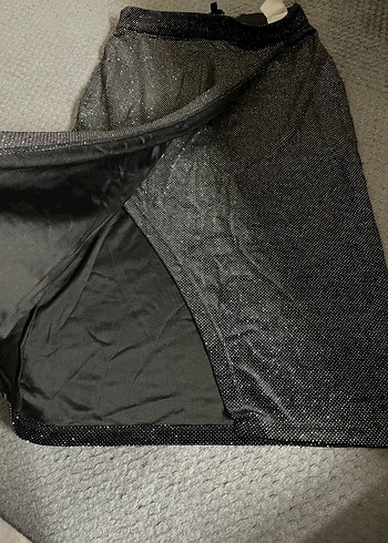 Kadın Siyah Drapeli Uzun Etek - Görsel 2