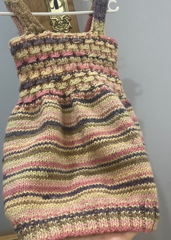 Pastel Renkli Örgü Bebek Kız askılı elbise 0/2 yaş - Görsel 2