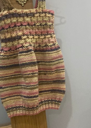 Pastel Renkli Örgü Bebek Kız askılı elbise 0/2 yaş - Görsel 3