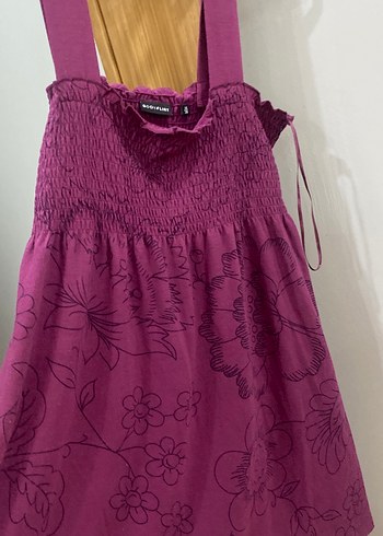 Mor Çiçek Desenli Askılı bluz - Görsel 3