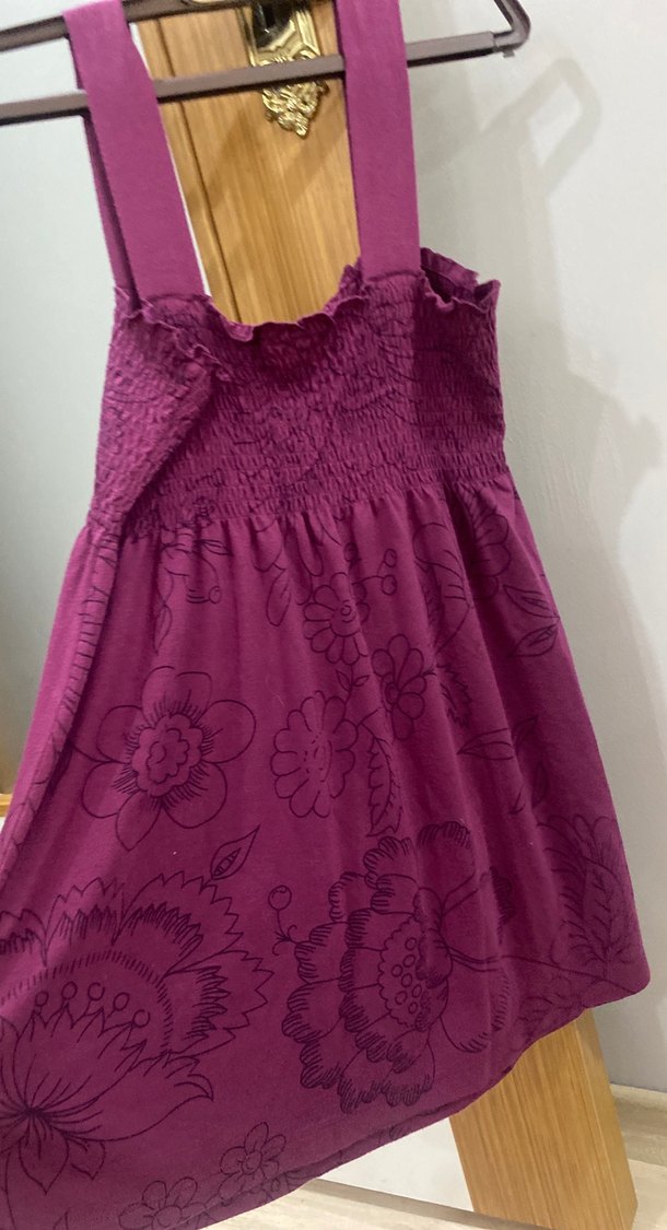 Mor Çiçek Desenli Askılı bluz - Görsel 4