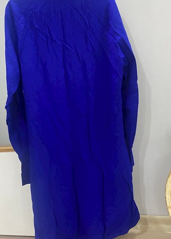 Uzun Kollu Mavi Keten Gömlek 42 beden - Görsel 4