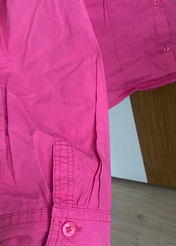 Pembe Düğmeli Uzun Kol bayan gömlek X/S - Görsel 2