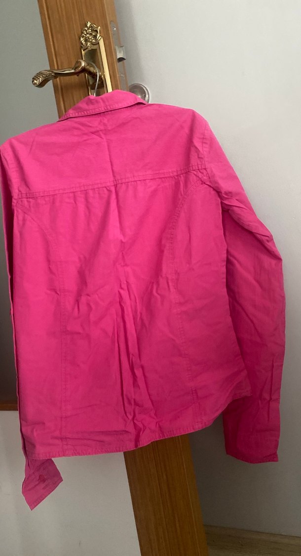 Pembe Düğmeli Uzun Kol bayan gömlek X/S - Görsel 4