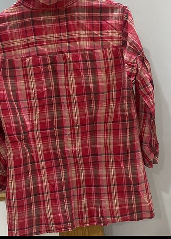 Düğmeli Kırmızı Kareli Kadın Gömlek - Görsel 3