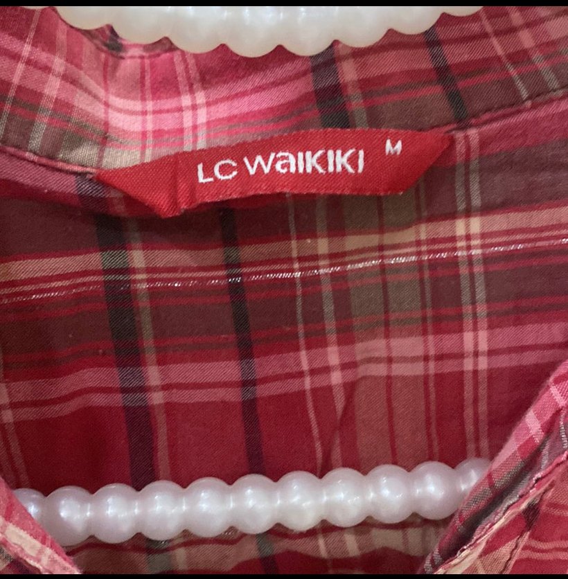 Düğmeli Kırmızı Kareli Kadın Gömlek - Görsel 2