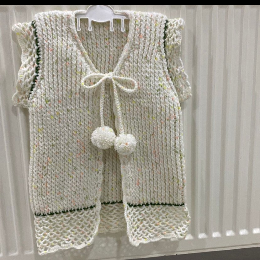 Beyaz Nakışlı Bohem yelek - Görsel 2