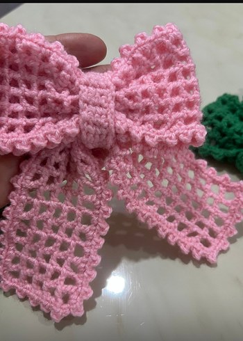 Renkli Örgü Fiyonk Saç Aksesuarları - Görsel 3