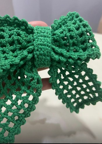 Renkli Örgü Fiyonk Saç Aksesuarları - Görsel 3