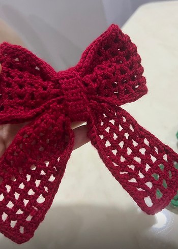 Renkli Örgü Fiyonk Saç Aksesuarları - Görsel 2