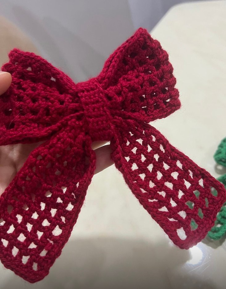 Renkli Örgü Fiyonk Saç Aksesuarları - Görsel 2