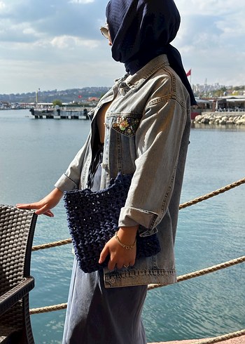 Diğer Lacivert Örgü Kadın Omuz Çantası