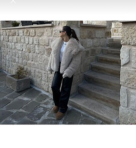 s Beden Taş rengi zara model kürk