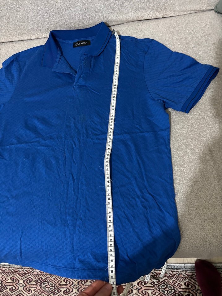 Düğmeli Mavi Kısa Kollu Erkek Polo Tişört - Görsel 3