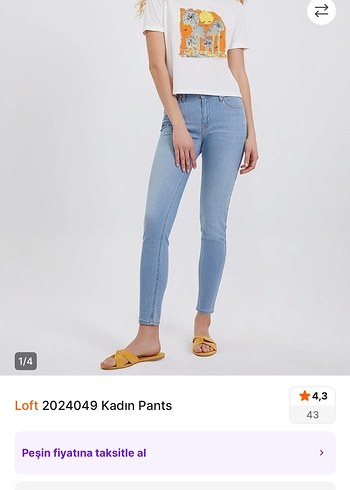 Loft Kadın Normal Kesim Mavi Denim Pantolon