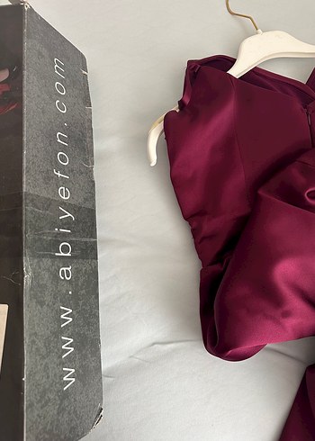 38 Beden Bordo Drapeli Uzun Abiye Elbise