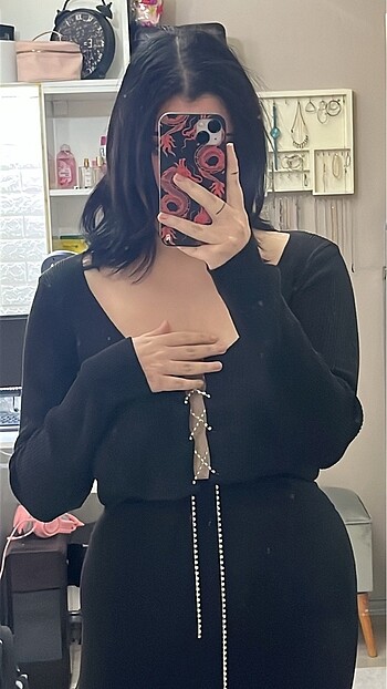 Taşlı crop hırka